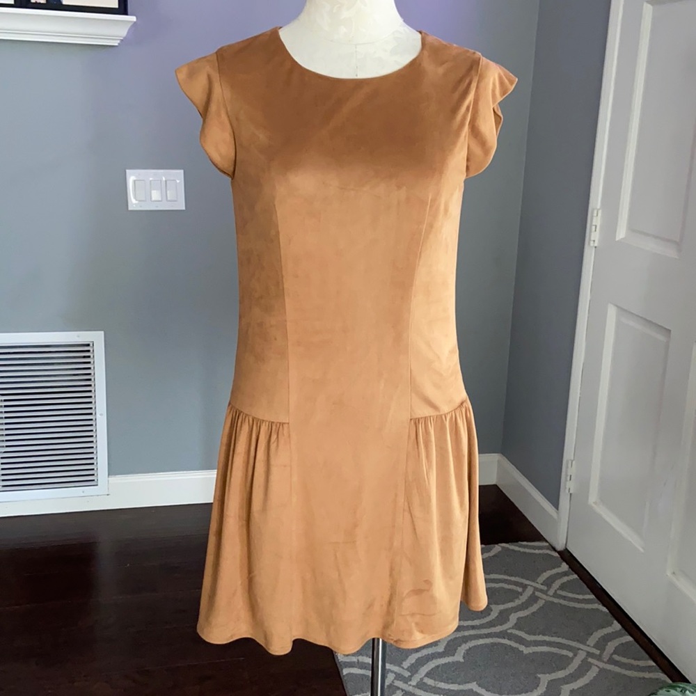 Esley Faux Suede Drop Waist Dress